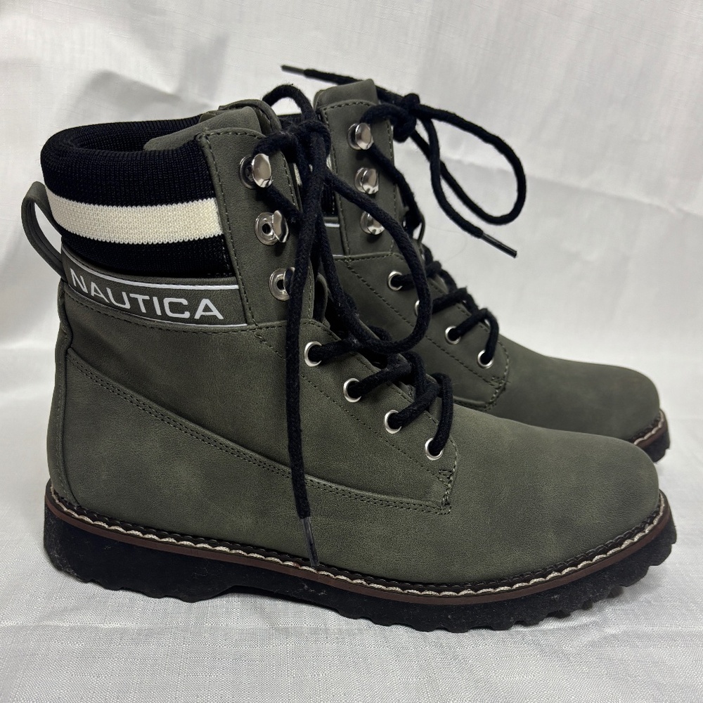 Nautica Galiah Olive Green Hiking Boots Combat Army Work Size 7.5 Women’s EUC